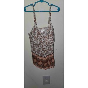 No Boundaries Womens White Multi Floral Boho Adjustable Straps Tank Top Size XS